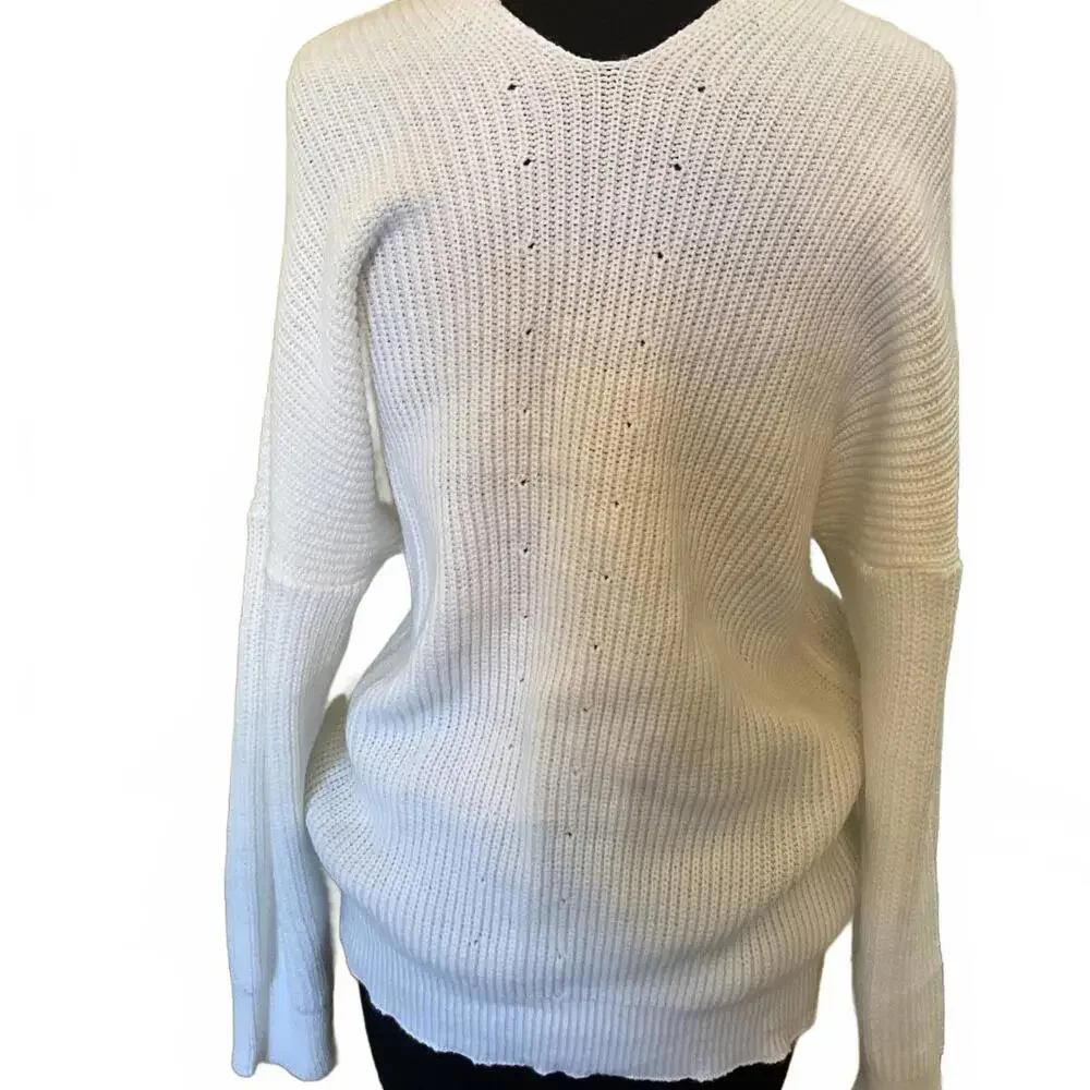 Oversized Slouchy Sweater White with Black 
